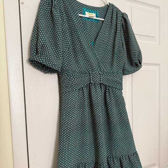 Maeve Anthropologie Martina Belted Turquoise Dress - 0P - Picture 4 of 11